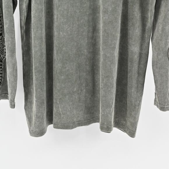 TORRID Top Womens Size 3X Rib Scoop Neck Crochet Long Sleeve in Deep Depths Boho - Picture 6 of 12